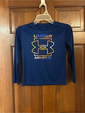 Under Armour Navy Long Sleeve Tee with Multicolor Logo